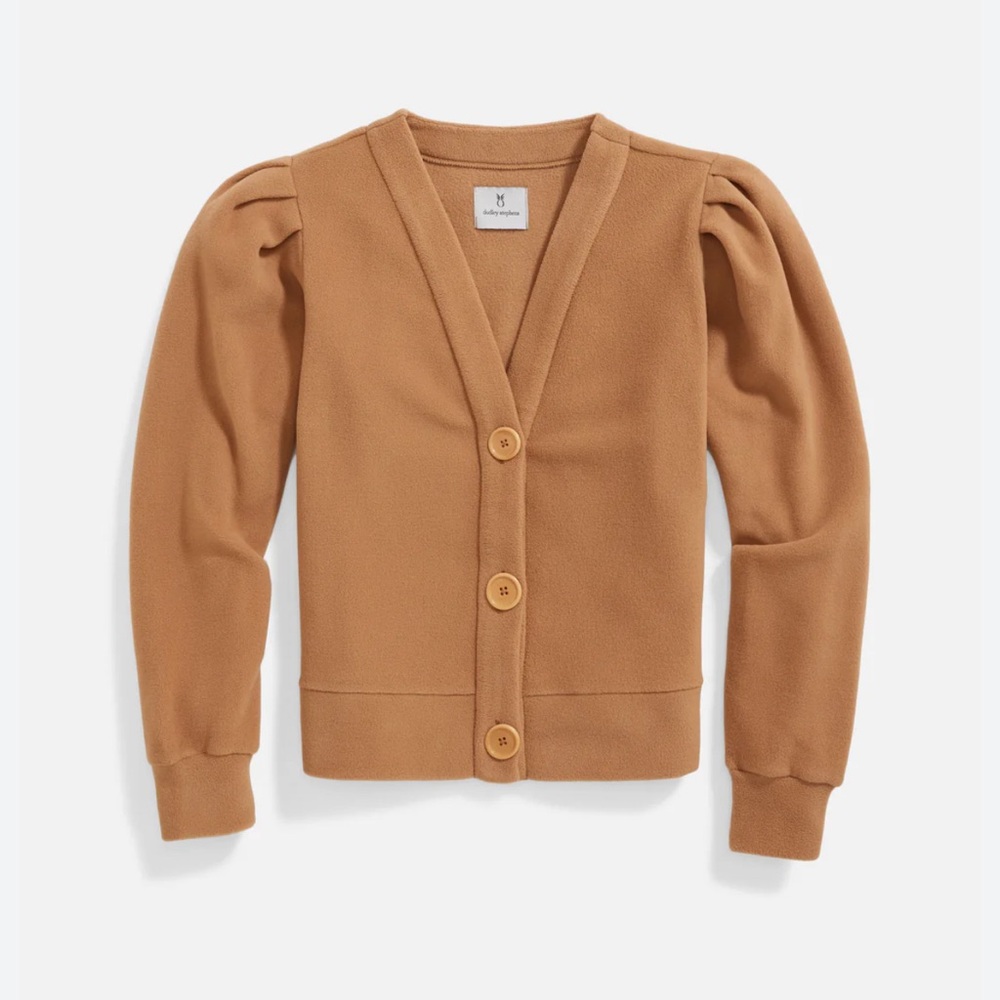 Dudley Stephens Kelly Puff Cardigan Vello Fleece Camel Size M